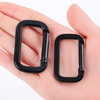 Oxidation Keychain Aluminum Flat Hooks Carabiner 50mm Black Locking Square Carabiner With Strap