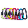 BT-A1303 80mm D Shape Outdoor Activity Black Red Yellow Blue Camping Screw Clip Hook Aluminum Carabiner