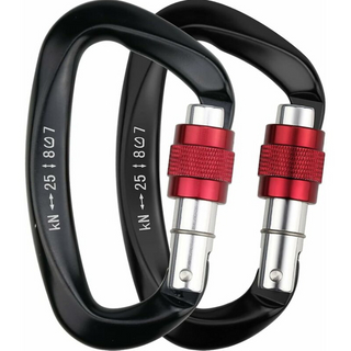 Heavy Duty D Shape Custom Carabiner Black Aluminum Carabiner 25kn Swivel Rated Carabiners Locking
