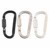Wholesale Promotional Aluminum Climbing Carabiner Matte Black Sliver Flat Carabiner Logo Customized