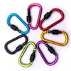 BT-A1303 80mm D Shape Outdoor Activity Black Red Yellow Blue Camping Screw Clip Hook Aluminum Carabiner