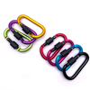 BT-A1303 80mm D Shape Outdoor Activity Black Red Yellow Blue Camping Screw Clip Hook Aluminum Carabiner