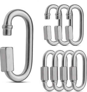 Zinc Plated Steel Threaded Quick Link Stainless Steel Oval Locking Carabiner Clip Tow Chain Quick Links
