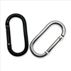 Black Silver 4.4mmx50mm Runway Type Shape Aluminum Snap Hook Carabiner Clip