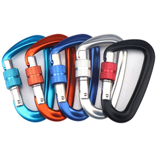 BT-L17 Black 12KN Aluminum Rock Climbing Safety Carabiner D Shape Locking Screw Carabiners