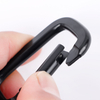 Oxidation Keychain Aluminum Flat Hooks Carabiner 50mm Black Locking Square Carabiner With Strap