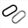 Black Silver 4.4mmx50mm Runway Type Shape Aluminum Snap Hook Carabiner Clip