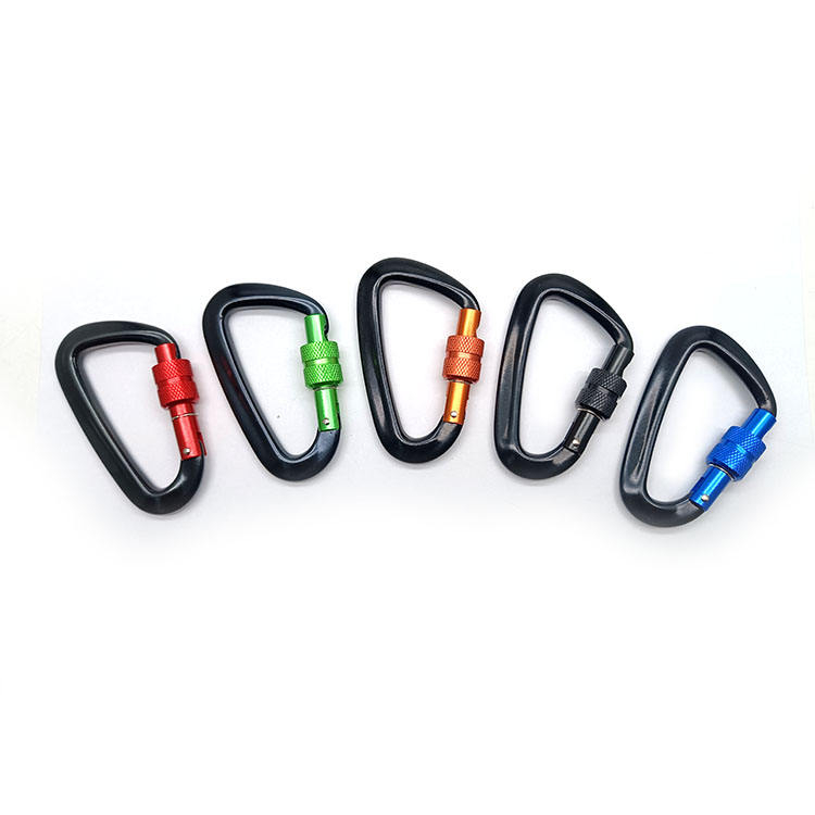 BT Aluminum Snap Hook Safety Snap Hook for Wholesale D Shope Screw Locking Carabiner Hook Custom Logo Hiking Pull Carabiner